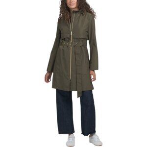COLE HAAN Belted Travel Packable Hooded Raincoat